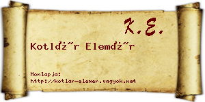 Kotlár Elemér névjegykártya
