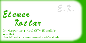 elemer kotlar business card